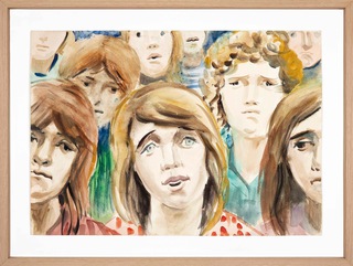 Ilyenek voltak a lányok induláskor (This is how the girls looked when they started), 1991, Aquarelle on Paper, framed 44.5 x 59.4 cm